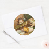 Kittens en Chicks  Paasgroet Ronde Sticker (Envelop)