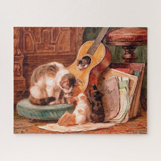 Kittens en Guitar - De Musicians Vintage Legpuzzel (Horizontaal)