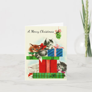 Kittens en katten Speelgoed op vakantie-Cadeaus Feestdagen Kaart