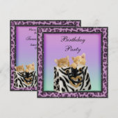 Kittens en Paarse luipaard print voor Birthday Par Kaart (Voorkant / Achterkant)