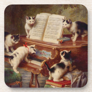 Kittens en Piano Bier Onderzetter