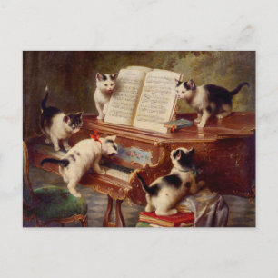 Kittens en Piano Briefkaart
