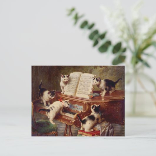 Kittens en Piano Briefkaart (Staand voorkant)