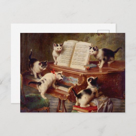 Kittens en Piano Briefkaart (Voorkant / Achterkant)