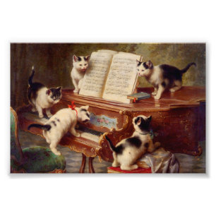 Kittens en Piano Foto Afdruk