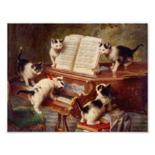Kittens en Piano Foto Afdruk