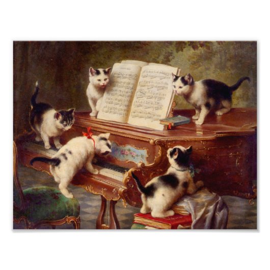 Kittens en Piano Foto Afdruk (Voorkant)