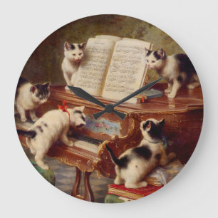 Kittens en Piano Grote Klok
