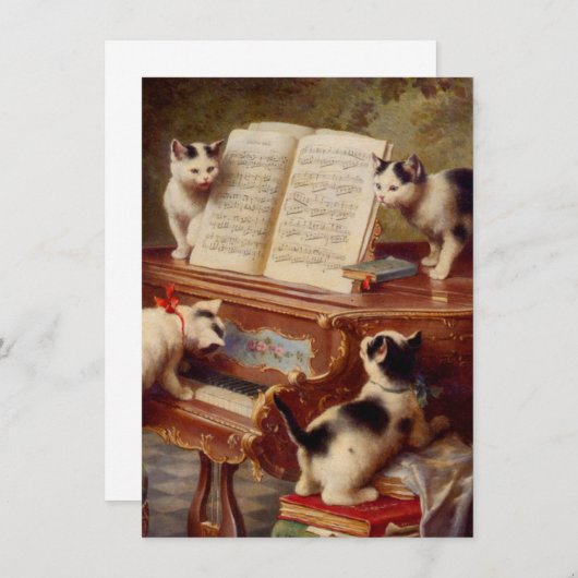Kittens en Piano Kaart (Voorkant / Achterkant)