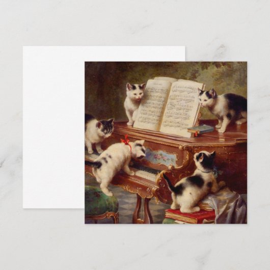 Kittens en Piano Kaart (Voorkant / Achterkant)