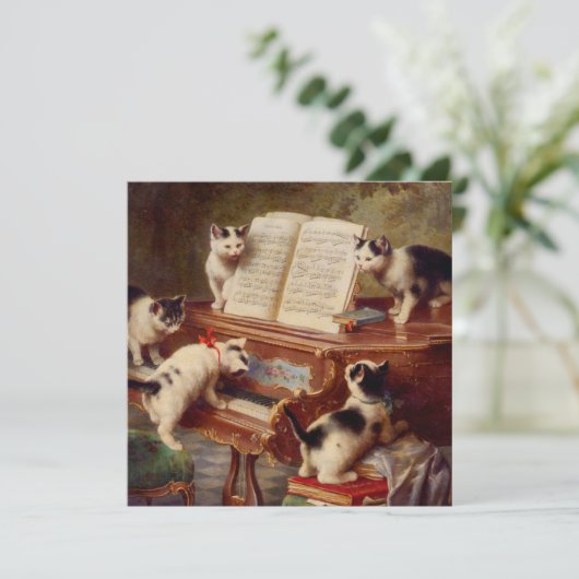 Kittens en Piano Kaart (Staand voorkant)