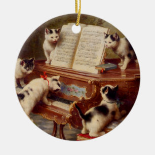 Kittens en Piano Keramisch Ornament