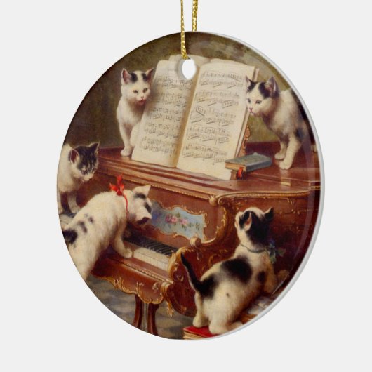 Kittens en Piano Keramisch Ornament (Links)