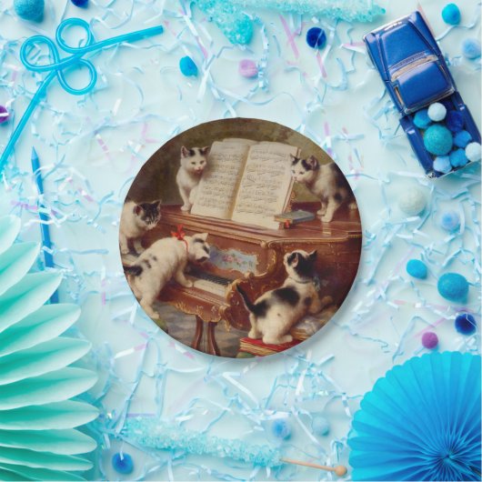 Kittens en Piano Papieren Bordje (Feest)