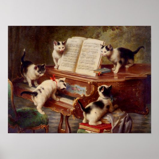 Kittens en Piano Poster (Voorkant)