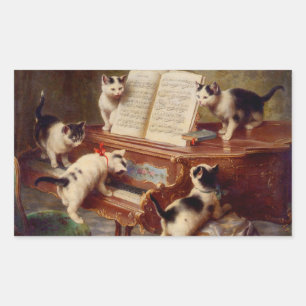 Kittens en Piano Rechthoekige Sticker