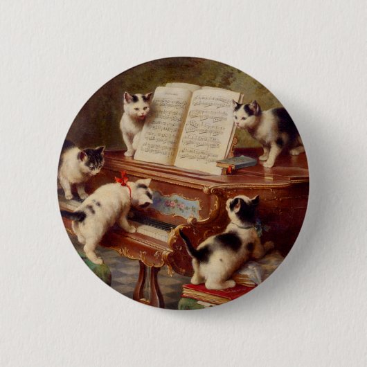 Kittens en Piano Ronde Button 5,7 Cm (Voorkant)