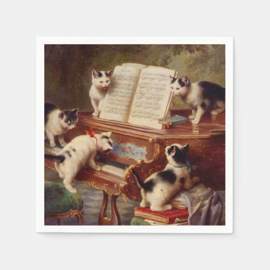 Kittens en Piano Servet (Voorkant)