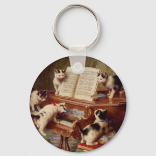 Kittens en Piano Sleutelhanger