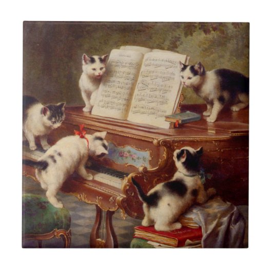 Kittens en Piano Tegeltje (Voorkant)