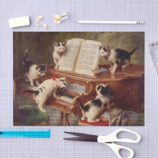 Kittens en Piano Tissuepapier (Craft)