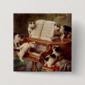 Kittens en Piano Vierkante Button 5,1 Cm (Voorkant)