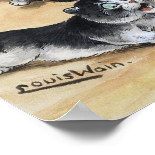 Kittens en Rats, Louis Wain Poster (Hoek)