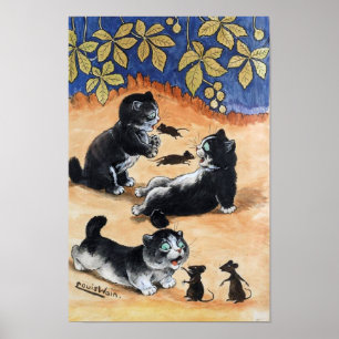 Kittens en Rats, Louis Wain Poster