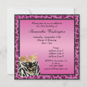 Kittens en roze luipaard print voor Birthday party Kaart (Achterkant)