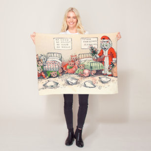 Kittens en Santa Cat, Louis Wain Fleece Deken
