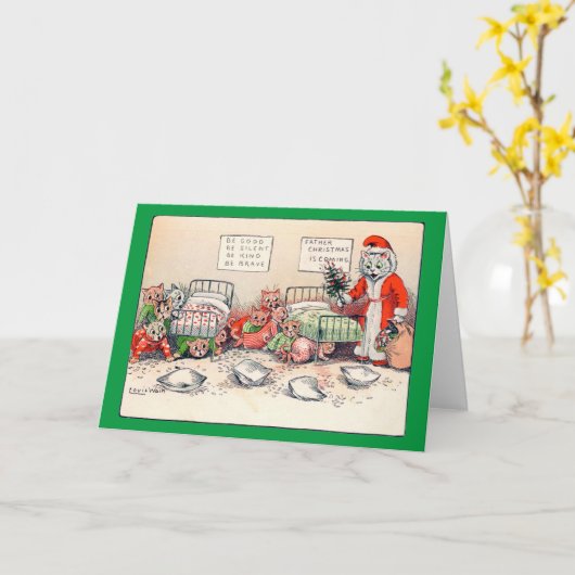 Kittens en Santa Cat, Louis Wain Kaart (Gele Bloem)