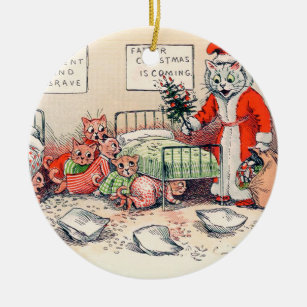 Kittens en Santa Cat, Louis Wain Keramisch Ornament