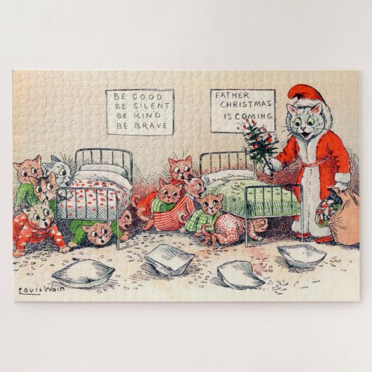 Kittens en Santa Cat, Louis Wain Legpuzzel (Horizontaal)
