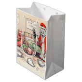Kittens en Santa Cat, Louis Wain Medium Gift Bag Cadeauzakje (Voorkant Gekanteld)