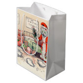 Kittens en Santa Cat, Louis Wain Medium Gift Bag Cadeauzakje (Achterkant Gekanteld)