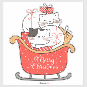 Kittens en Sleigh Sticker