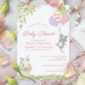 Kittens en Spring Floral | Cute Girly Baby shower Kaart