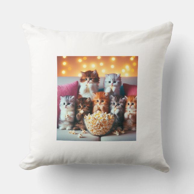 Kittens eten graag popcorn kussen (Voorkant)