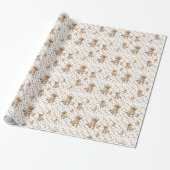 Kittens Floral met glanzende wrapping Cadeaupapier (Uitgerold)