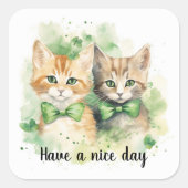 kittens Groene Bogen St Patricks Dag Vierkante Sticker (Voorkant)