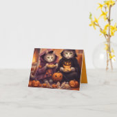 Kittens Halloween feest nacht verhaalkaart Kaart (Gele Bloem)
