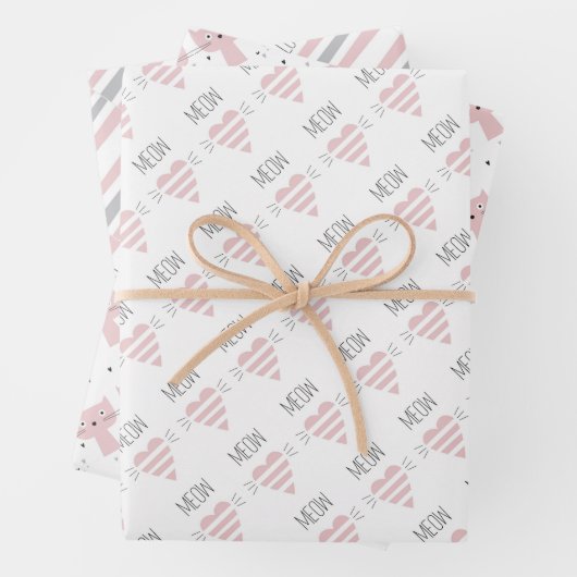 Kittens Hearts en Stripes Inpakpapier Vel (In situ)