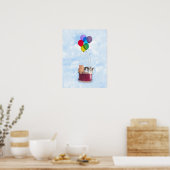 Kittens Hot Air-ballon afdrukken Poster (Keuken)