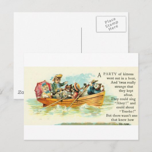 Kittens in a Row Boat Briefkaart (Voorkant / Achterkant)