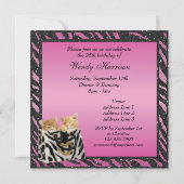 Kittens in Bag Zebra Print Faux Glitter Birthday Kaart (Achterkant)