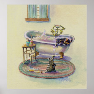 KITTENS in BATHTUB door SHARON SHARPE Poster