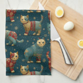 Kittens In Christmas Sweaters  Theedoek (Quarter Fold)