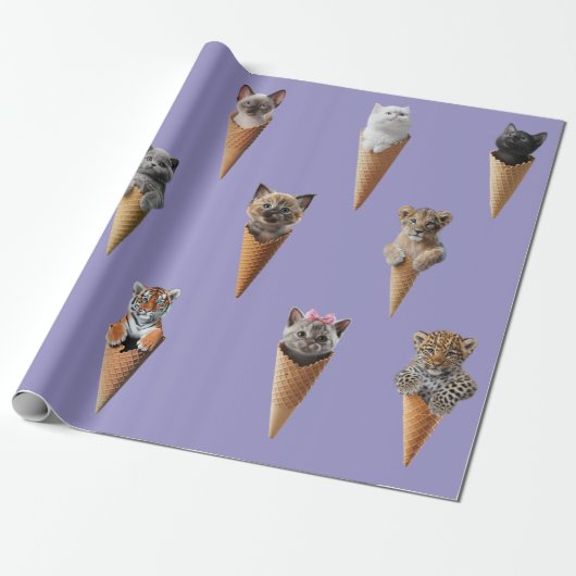Kittens in Cones Cadeaupapier (Uitgerold)