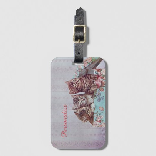 Kittens in  doos Personaliseren bagagereizen Bagagelabel (Voorkant (verticaal))