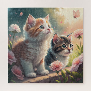 Kittens in een herfsttuin – Knus & Schattig Kat Legpuzzel